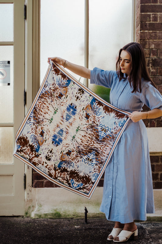 Elodie Blue Lagoon Limited Edition Silk Scarf - 89x89cm | S/S 2023-24 (NZ)