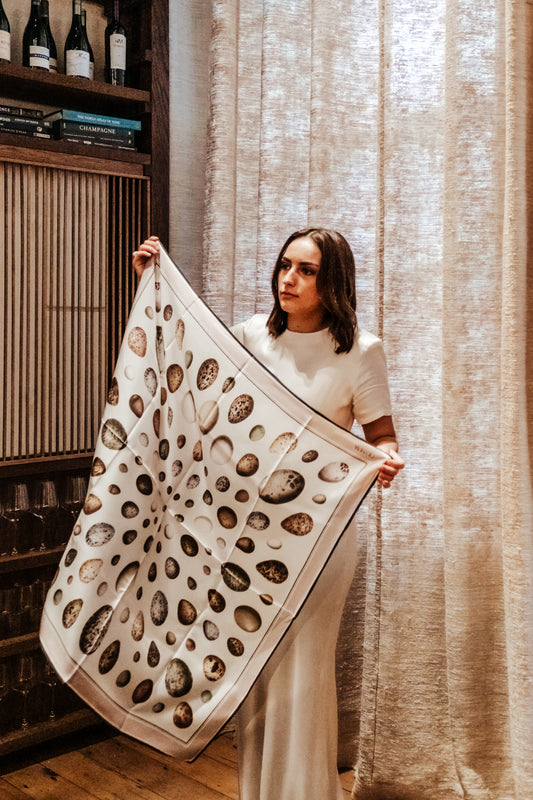 Gaia Beige Scarf - 89x89cm Silk Twill - Collector's Edition (NZ)