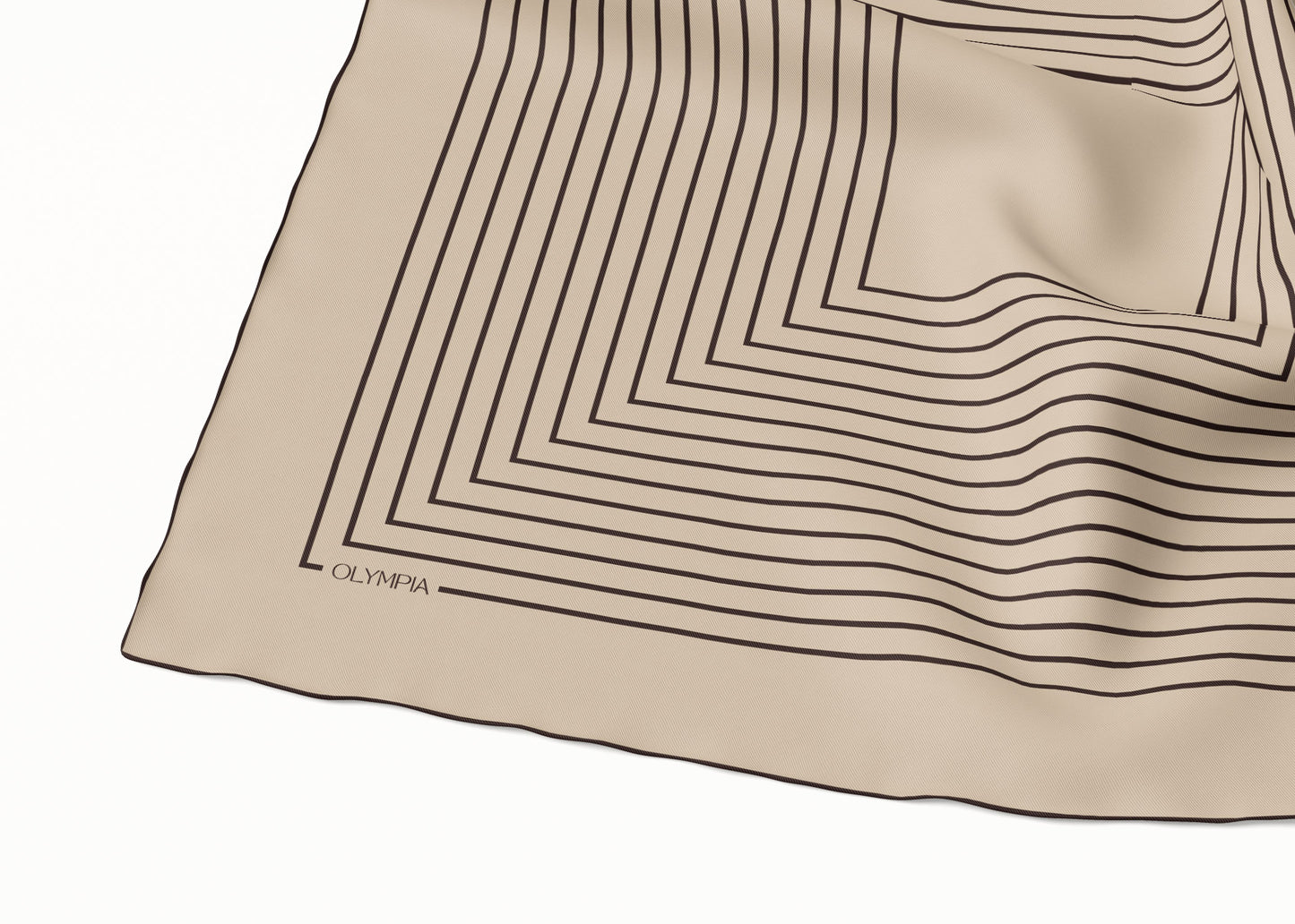 Chloe Vanilla Almond/Coffee Bean Scarf - 89x89cm Silk Twill