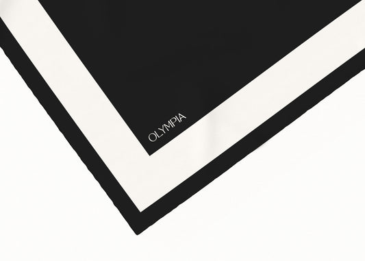 Imelda Ebony/Antique White Silk Cotton Scarf - 64x64cm