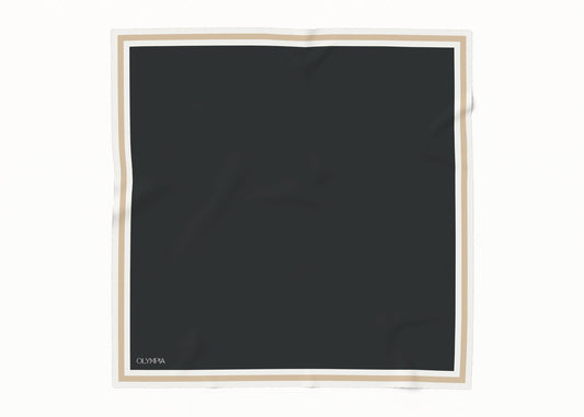 Grace Coal/Snow/Desert Silk Cotton Scarf - 64x64cm