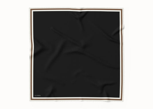 Grace Ebony/Dove/Saddle Scarf - 89x89cm Silk Twill