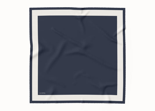 Imelda Admiral/Snow White Scarf - 89x89cm Silk Twill