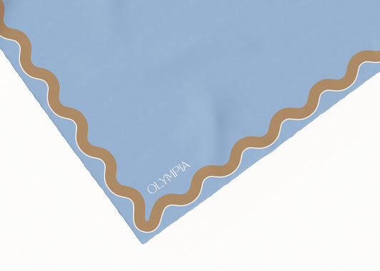 Sophie Bluebird/Croissant Scarf - 54x54cm Silk Cotton - Imperfect