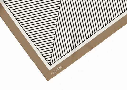 Rhea Tobacco/Ricecake/Ebony Scarf - 89x89cm Silk Twill - Imperfect