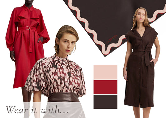 Sophie Cherry Ripe Silk Scarf - 89x89cm