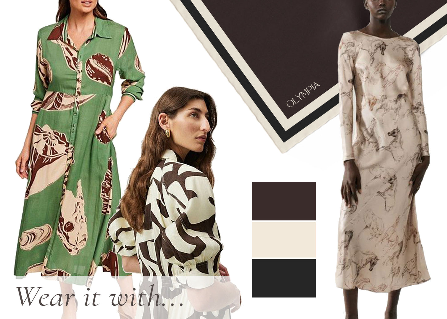 Grace Bitter Chocolate/Cotton/Nero Silk Scarf - 89x89cm