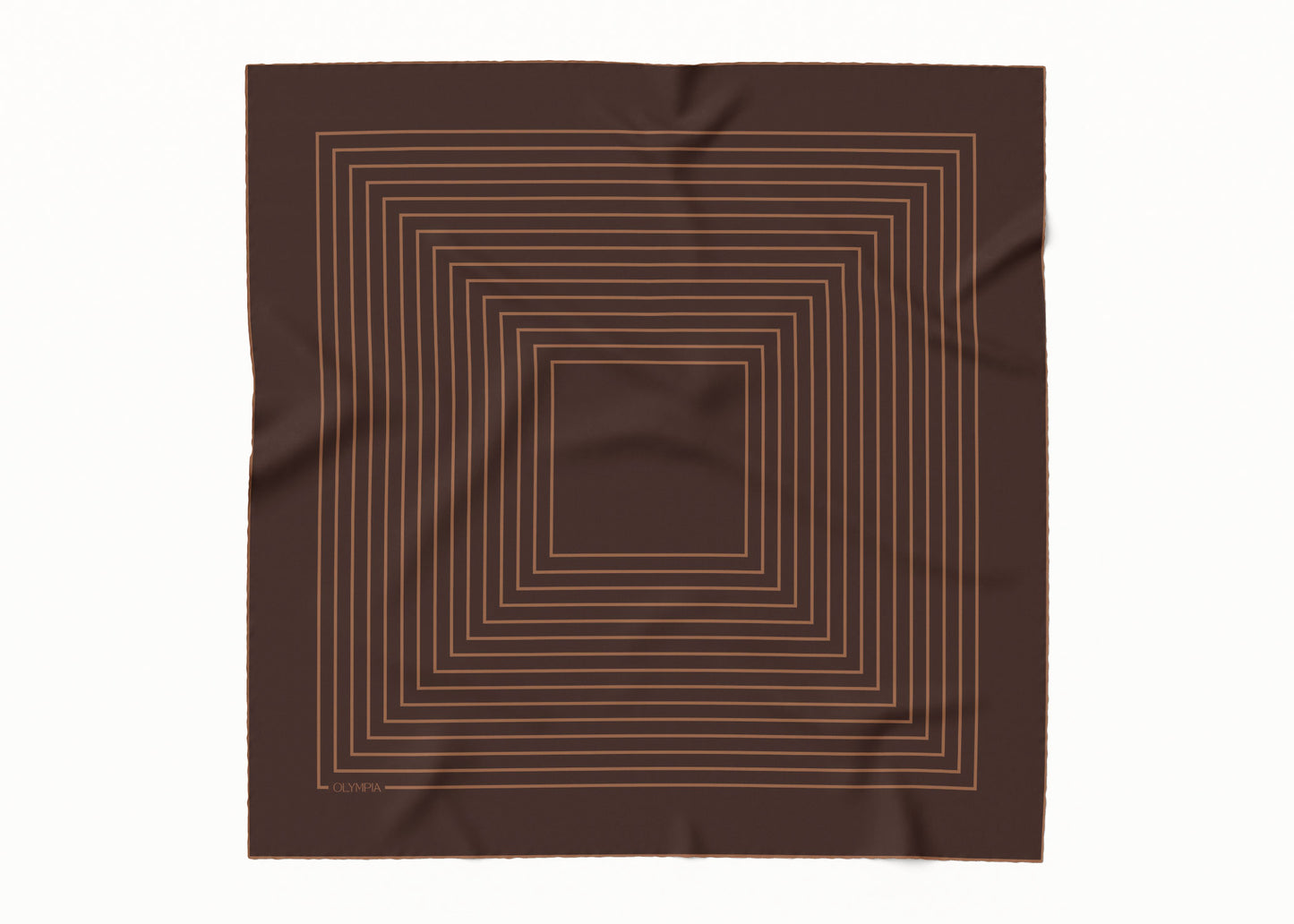 Chloe Dark Chocolate/Tan Silk Scarf - 89x89cm
