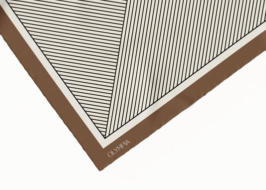 Rhea Saddle/Ricecake/Ebony Scarf - 89x89cm Silk Twill