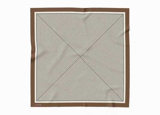 Rhea Saddle/Ricecake/Ebony Scarf - 89x89cm Silk Twill