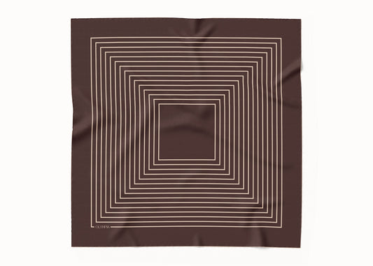 Chloe Spiced Cocoa / Oatmeal Scarf - 89x89cm Silk Twill