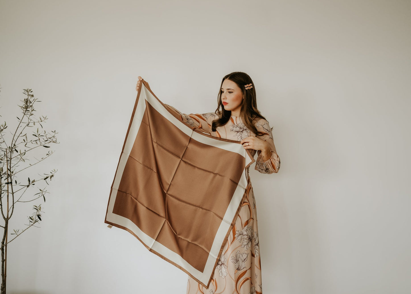 Imelda Tan/Sand Scarf - 89x89cm Silk Twill