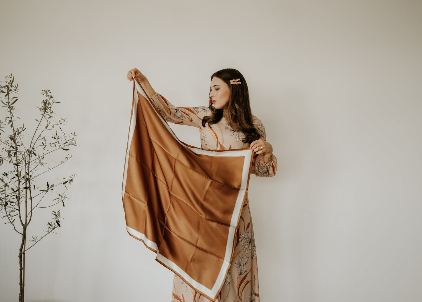 Delphine Iced Gingerbread Scarf - 89x89cm Silk Twill