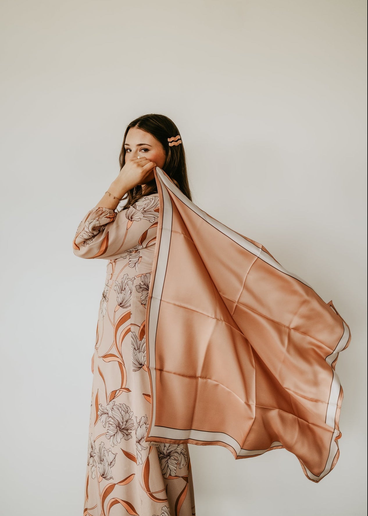 Delphine Peach Nougat Scarf - 89x89cm Silk Twill
