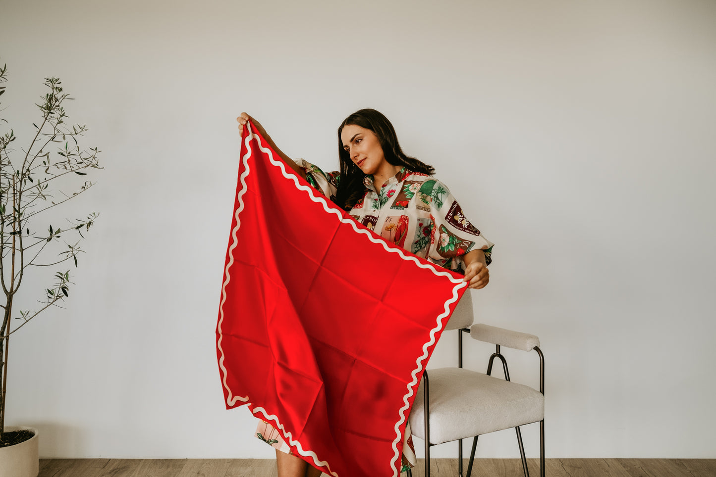 Sophie Wild Poppy Scarf - 89x89cm Silk Twill