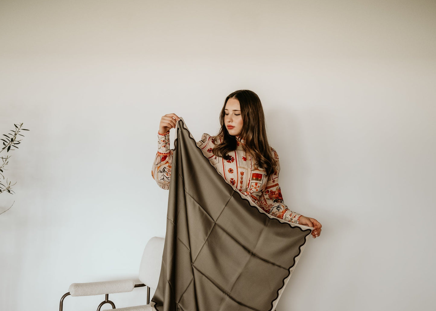 Etta Vetiver Scarf - 89x89cm Silk Twill