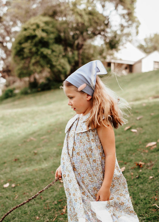 Florence Little Boy Blue Scarf - 54x54cm Silk Cotton