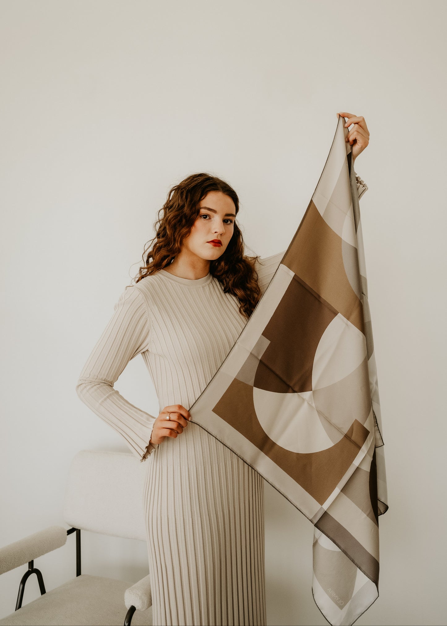 Melba Brandy Cream Scarf - 89x89cm Silk Twill - Limited Edition (NZ)