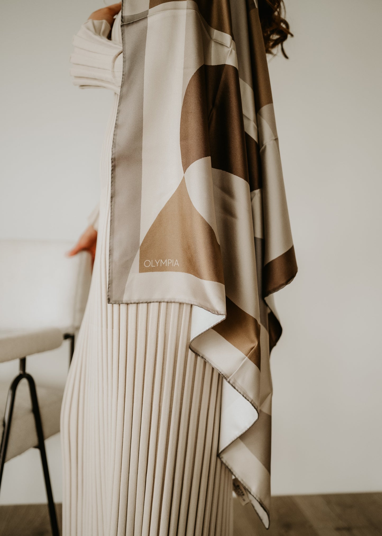 Melba Brandy Cream Scarf - 89x89cm Silk Twill - Limited Edition (NZ)