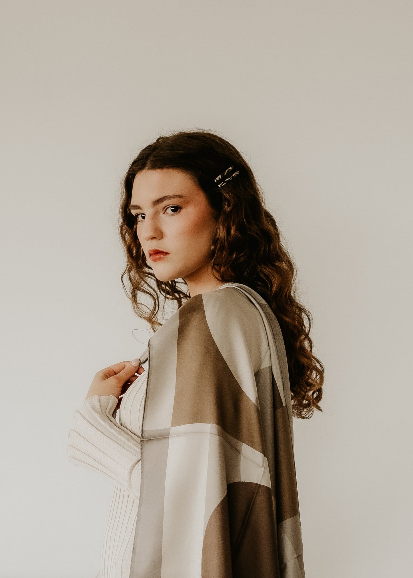 Melba Brandy Cream Scarf - 89x89cm Silk Twill - Limited Edition (NZ)