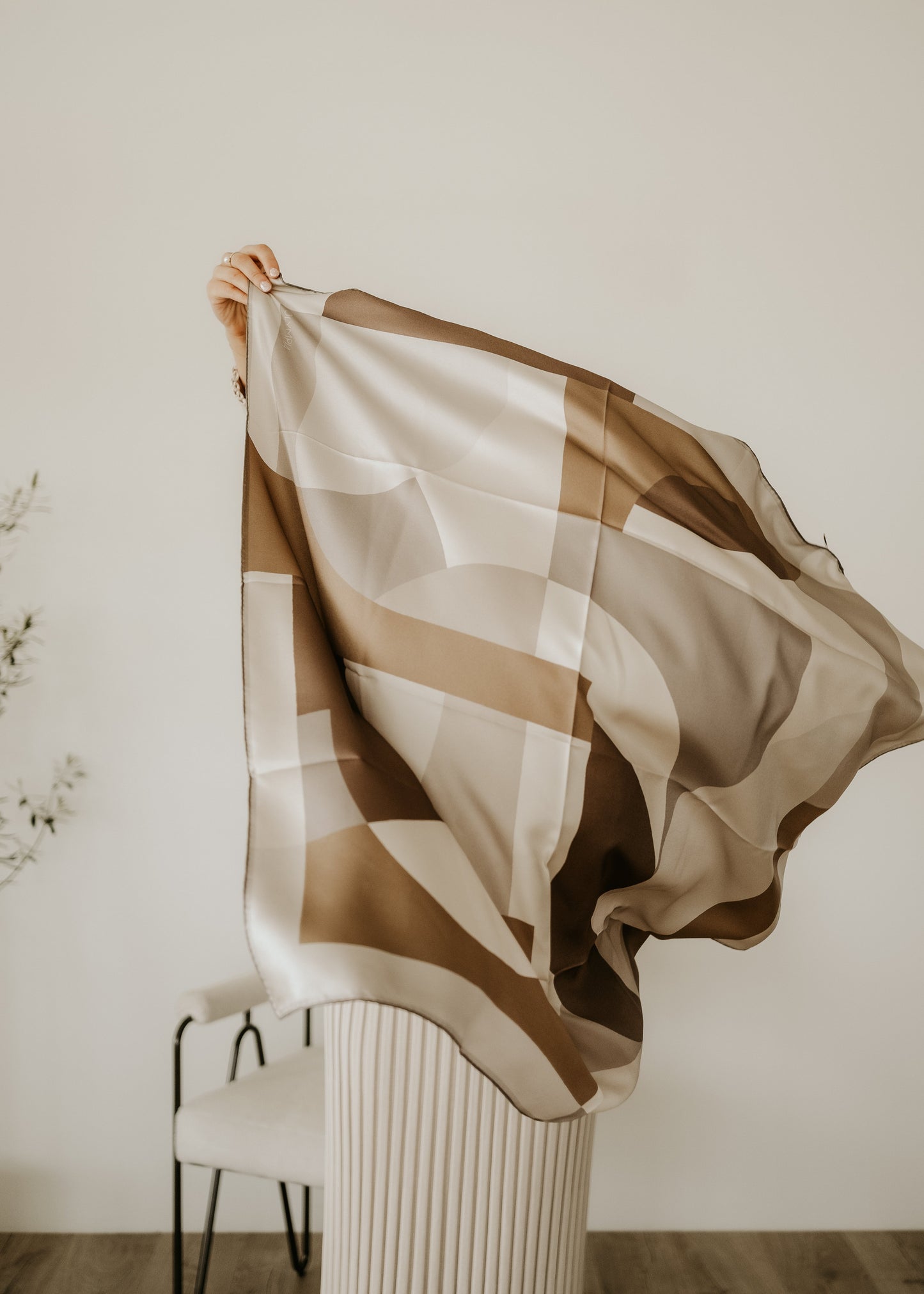 Melba Brandy Cream Scarf - 89x89cm Silk Twill - Limited Edition (NZ)