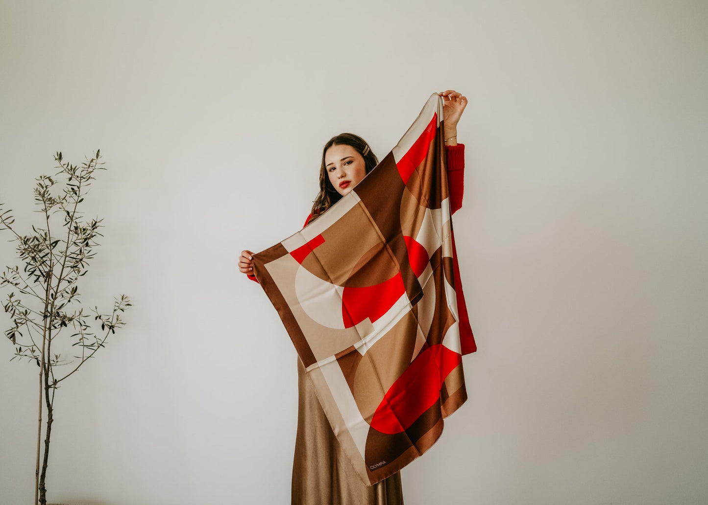 Melba Campari Clay Scarf - 89x89cm Silk Twill - Limited Edition (NZ)