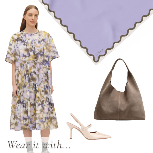 Etta Lavender/Lichen Scarf - 89x89cm Silk Twill