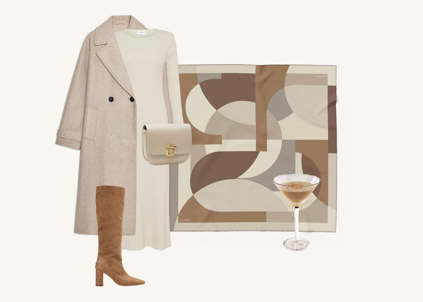 Melba Brandy Cream Scarf - 89x89cm Silk Twill - Limited Edition (NZ)