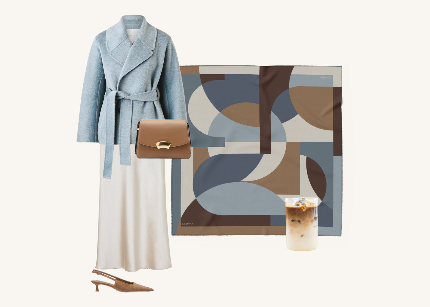 Melba Espresso Ice Scarf - 89x89cm Silk Twill - Limited Edition (NZ)