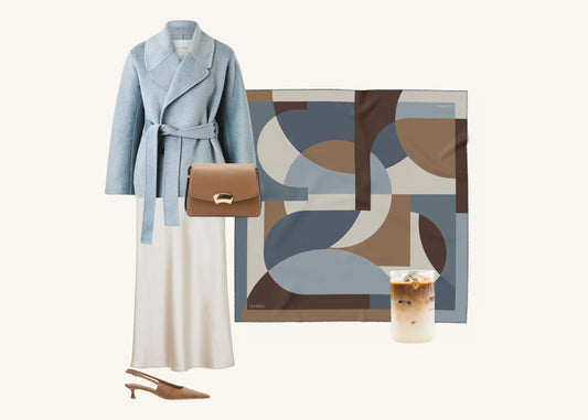 Melba Espresso Ice Scarf - 89x89cm Silk Twill - Limited Edition (NZ)
