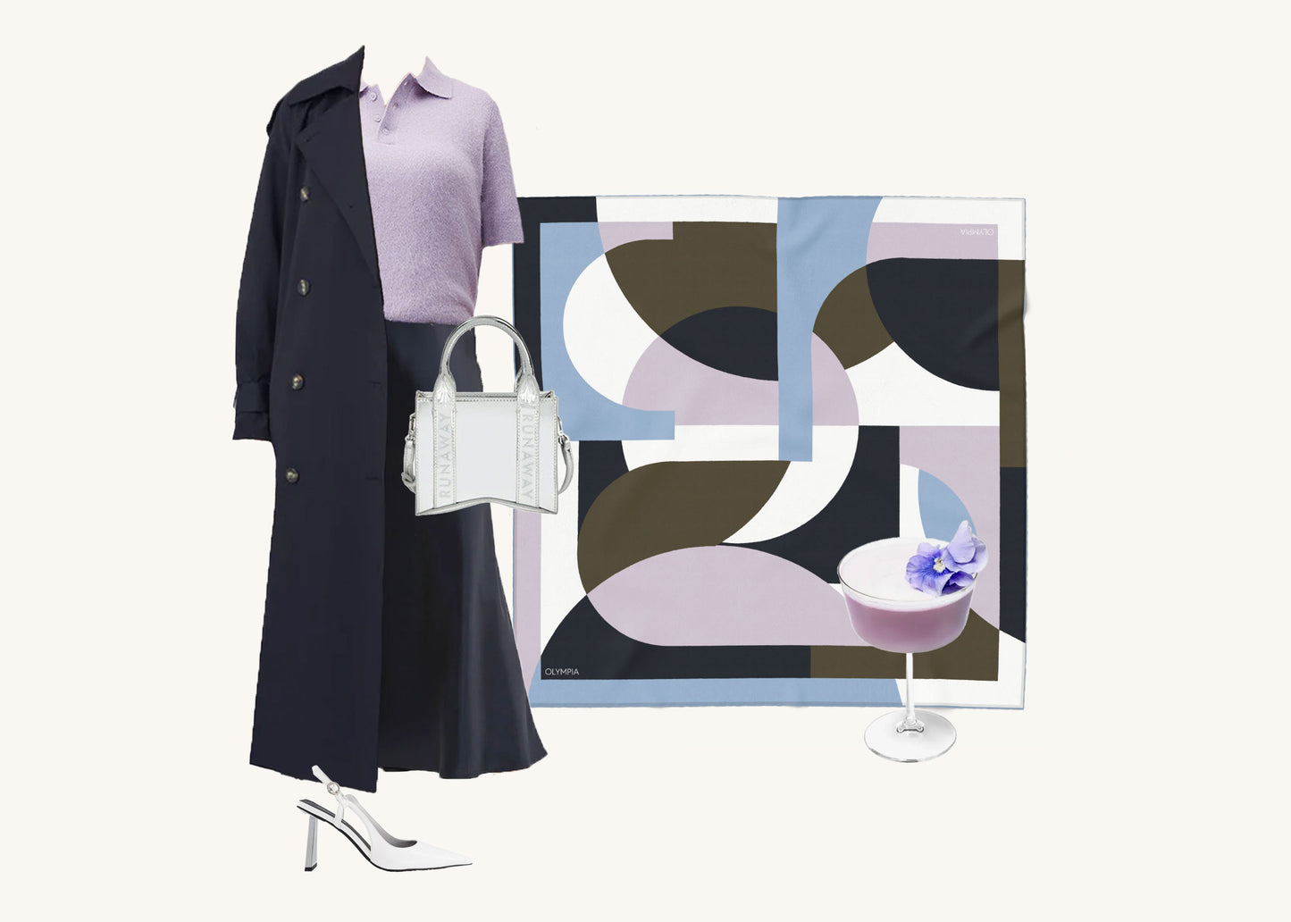 Melba Iced Violette Silk Scarf - 89x89cm - Limited Edition (NZ)