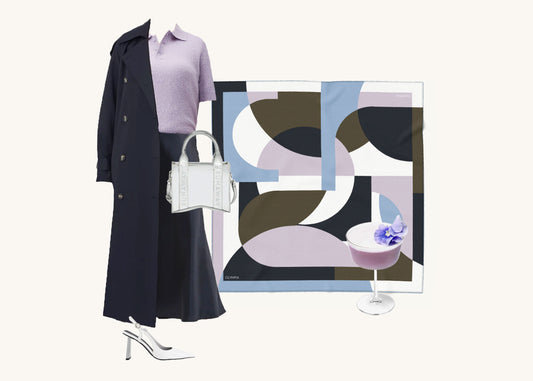 Melba Iced Violette Scarf - 89x89cm Silk Twill - Limited Edition (NZ)