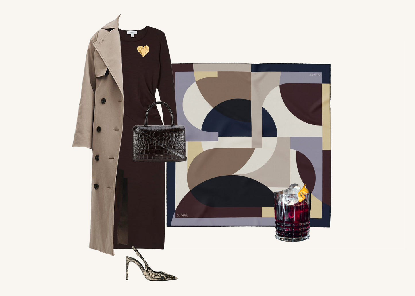 Melba Plum Vermouth Silk Scarf - 89x89cm - Limited Edition (NZ)