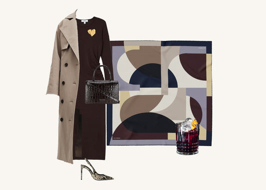 Melba Plum Vermouth Scarf - 89x89cm Silk Twill - Limited Edition (NZ)