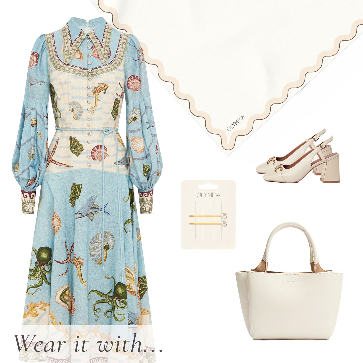 Sophie Meringue Crush Scarf - 89x89cm Silk Twill