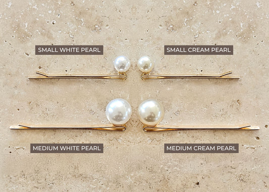 Orla Pearl Hair Clips - Small Cream