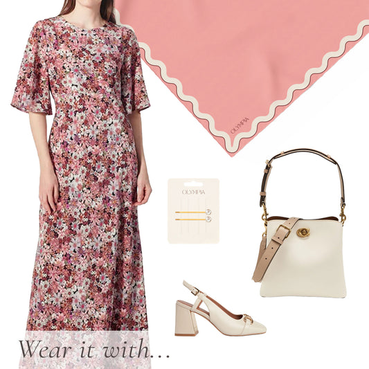 Sophie Peach Bloom Scarf - 89x89cm Silk Twill