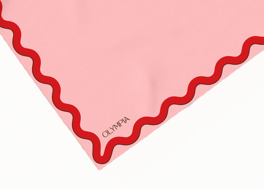 Sophie Macaron/Cherry Silk Cotton Scarf - 64x64cm