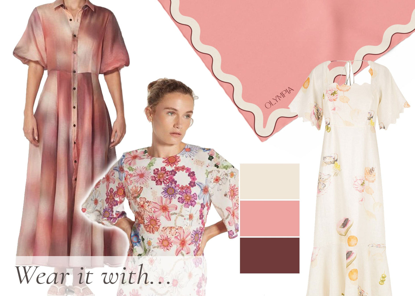 Sophie Peach Bloom Scarf - 89x89cm Silk Twill - Imperfect