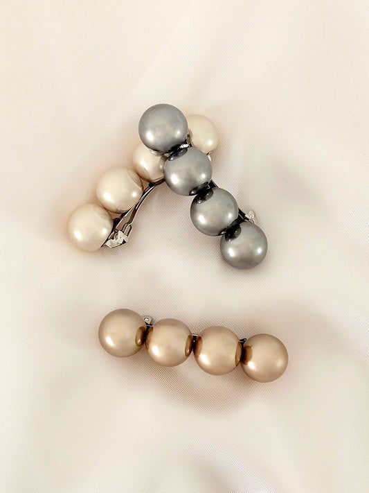 Queenie Pearl Barrette - Grey