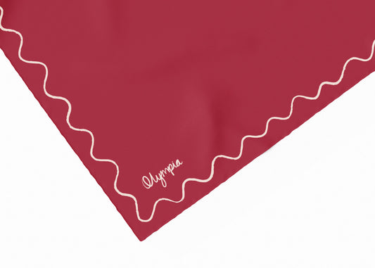 Emilia Velvet Cherry Scarf - 54x54cm Silk Cotton - Imperfect