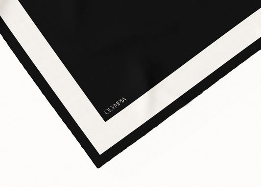 Imelda Ebony/Antique White Scarf - 89x89cm Silk Twill