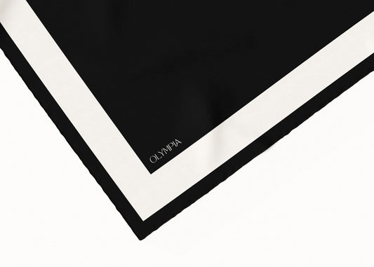 Imelda Ebony/Antique White Scarf - 89x89cm Silk Twill - Imperfect