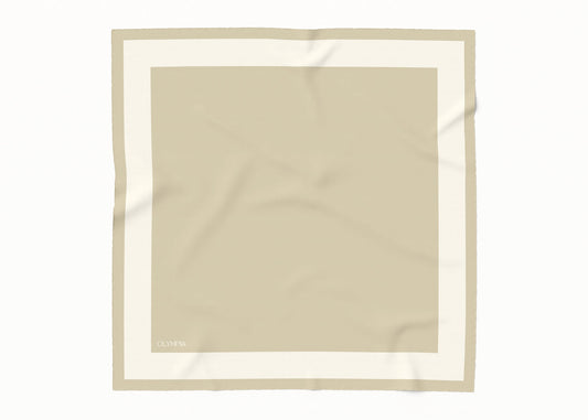 Imelda Birch/Off White Silk Cotton Scarf - 64x64cm