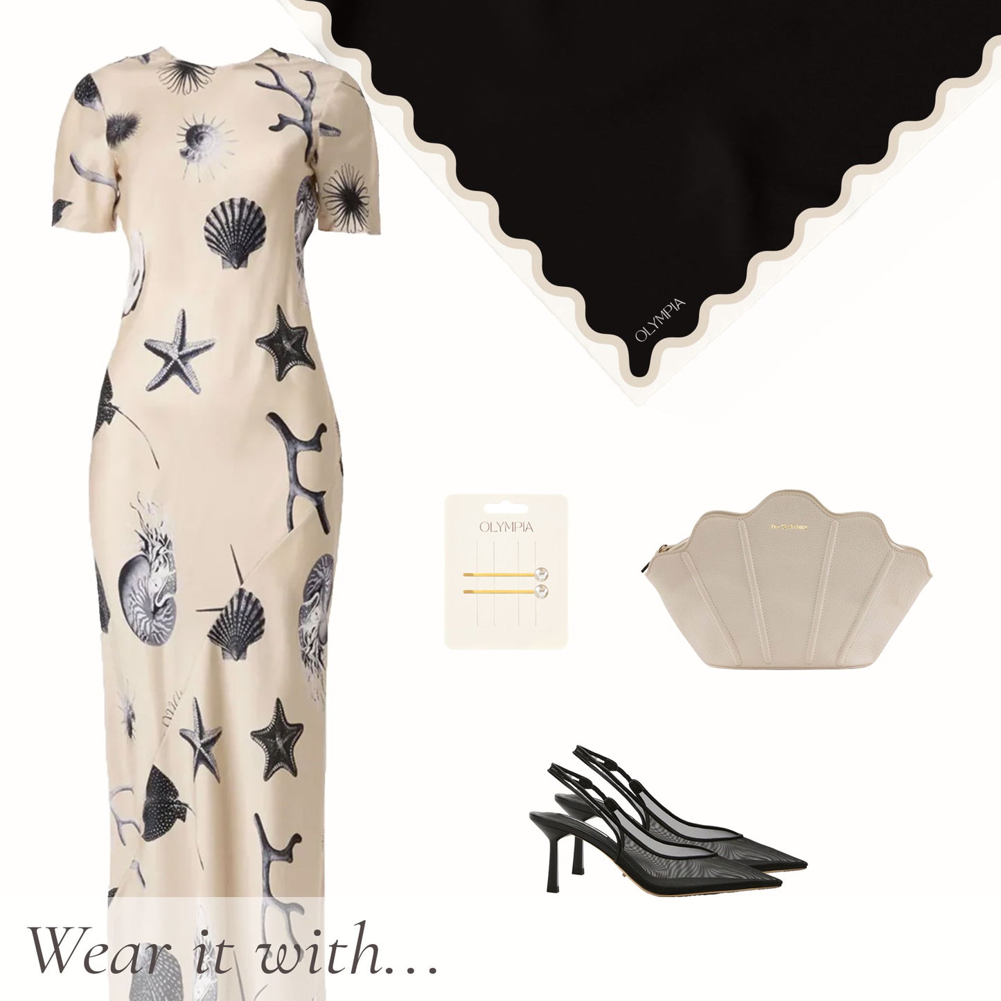 Etta Black Truffle Scarf - 89x89cm Silk Twill