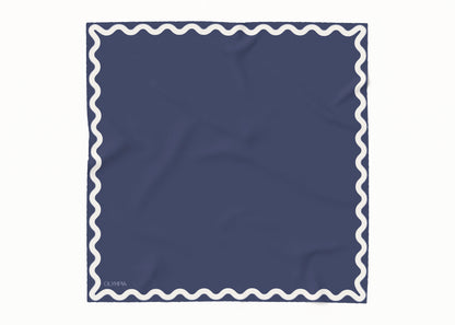 Sophie Ocean Ink Silk Cotton Scarf - 64x64cm