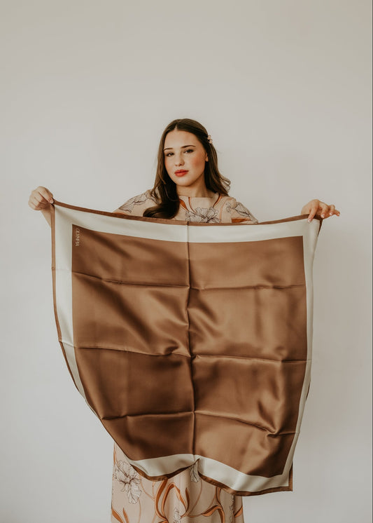 Imelda Tan/Sand Scarf - 89x89cm Silk Twill