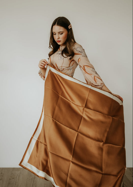 Delphine Iced Gingerbread Scarf - 89x89cm Silk Twill