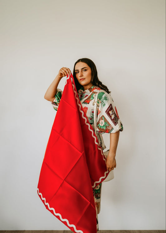 Sophie Wild Poppy Scarf - 89x89cm Silk Twill