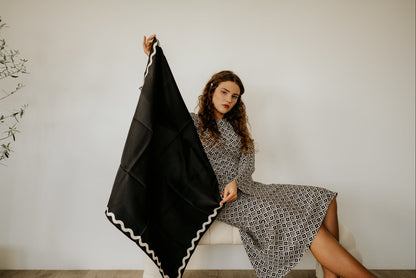 Sophie Ebony/Coconut Milk/Bronze Scarf - 89x89cm Silk Twill